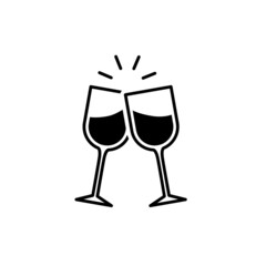 Icono de copas de champán. Copas de vino. Concepto de bebida. Ilustración vectorial
