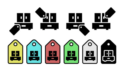 Dresser glyph vector icon in tag set illustration for ui and ux, website or mobile application