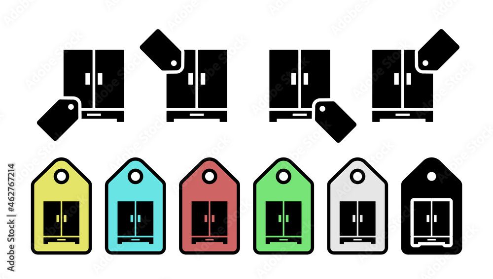 Poster wardrobe glyph vector icon in tag set illustration for ui and ux, website or mobile application