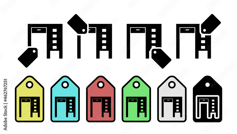 Poster computer table glyph vector icon in tag set illustration for ui and ux, website or mobile applicatio