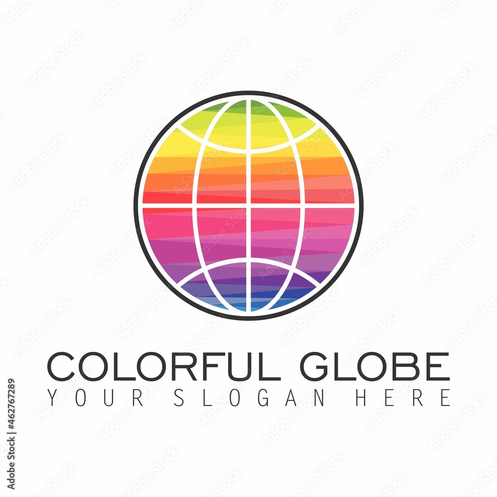 Poster globe or earth using a variety of colors or rainbow image graphic icon logo design abstract concept 