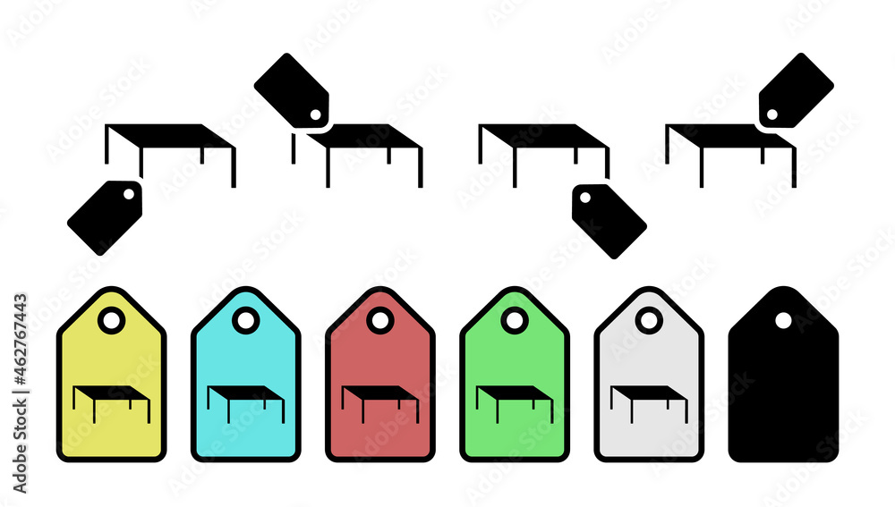 Poster coffee table glyph vector icon in tag set illustration for ui and ux, website or mobile application