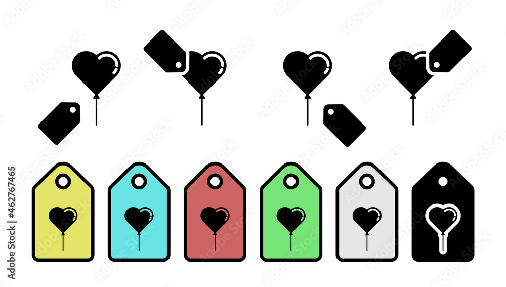 Poster heart ball vector icon in tag set illustration for ui and ux, website or mobile application