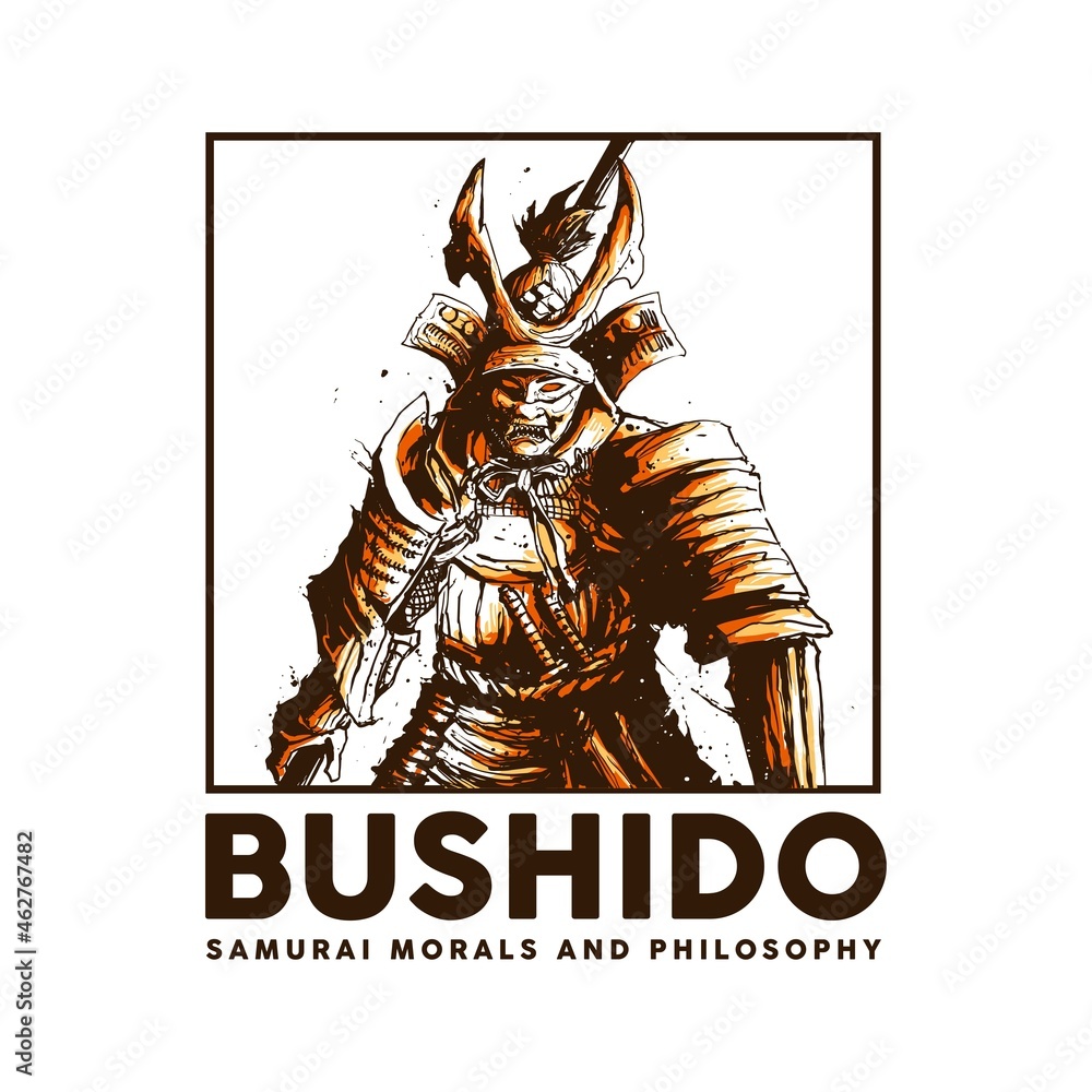 Wall mural samurai illustration for t shirt design