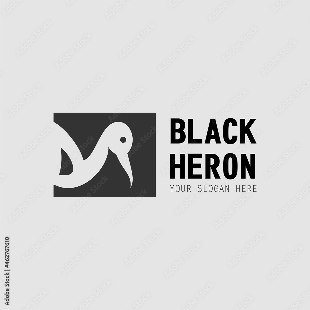 Poster unique heron in block square image graphic icon logo design abstract concept vector stock. can be us
