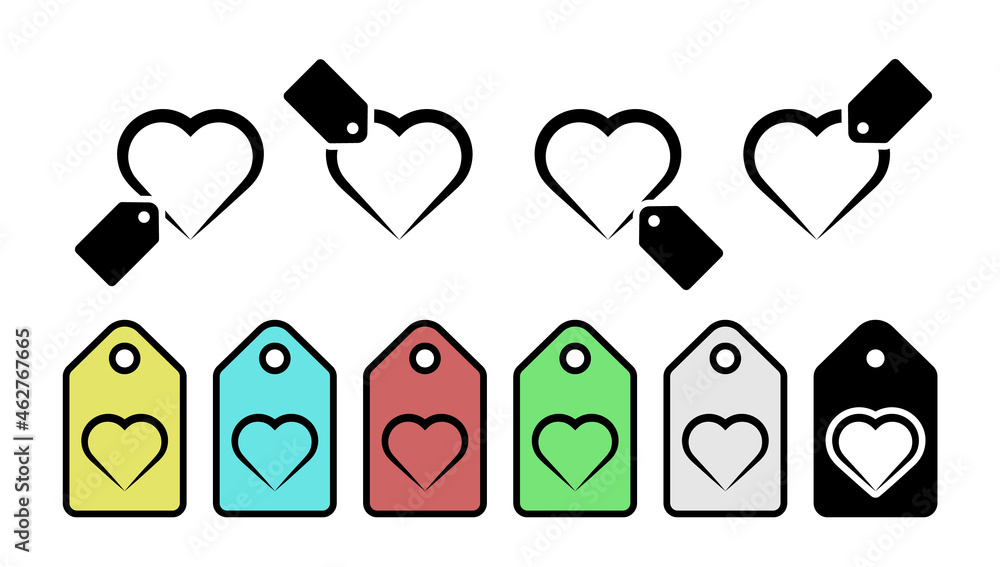 Poster heart hand drawn vector icon in tag set illustration for ui and ux, website or mobile application