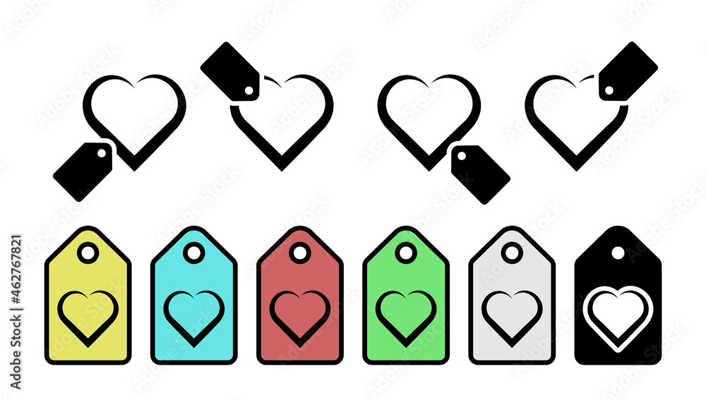 Poster heart hand drawn vector icon in tag set illustration for ui and ux, website or mobile application