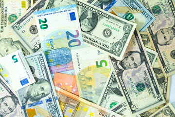 Fototapeta na wymiar Money euro and Dollar Us currency exchange concept