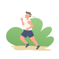 Fat men running,exercise cardio training lose weight,
Keeping fit and fitness exercises,
jogging competition and sport achievement,weight loss and healthy lifestyle,Vector illustration.