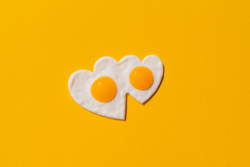 Studio shot of heart shaped fried eggs