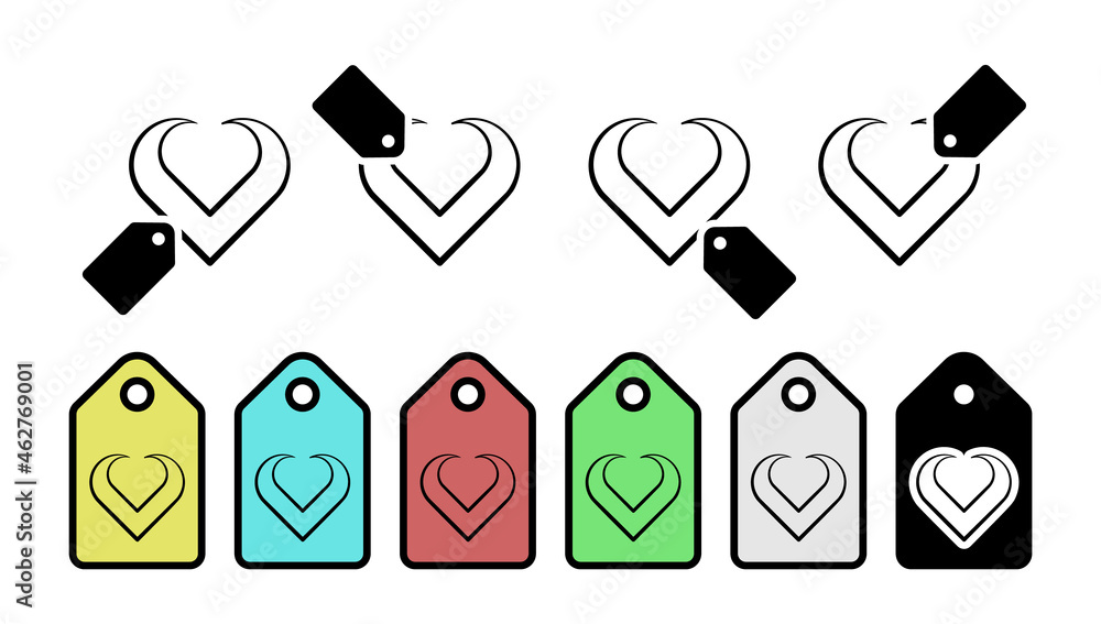Poster heart hand drawn vector icon in tag set illustration for ui and ux, website or mobile application