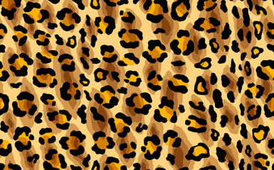 Abstract modern leopard seamless pattern. Animals trendy background. Yellow and black decorative vector stock illustration for print, card, postcard, fabric, textile. Modern ornament of stylized skin
