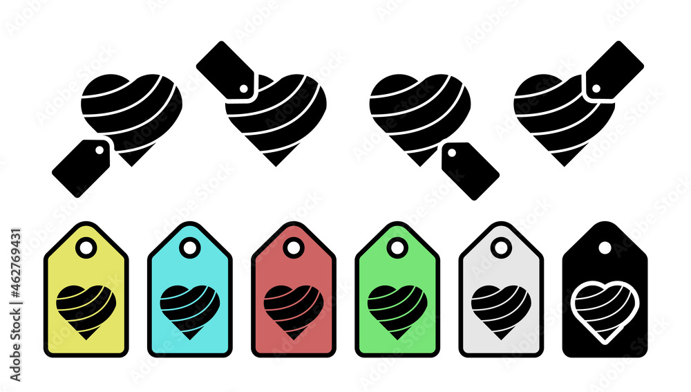 Poster heart flat vector icon in tag set illustration for ui and ux, website or mobile application