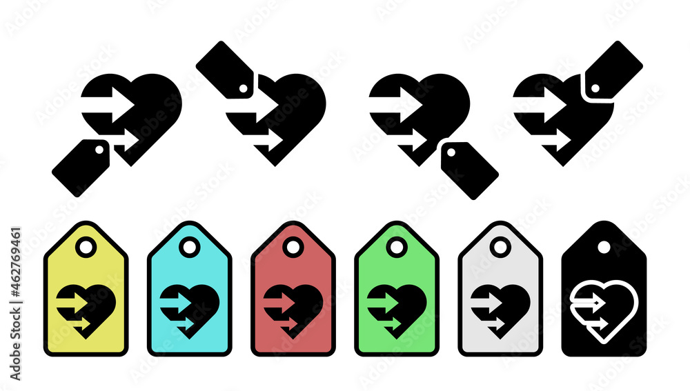 Poster heart flat vector icon in tag set illustration for ui and ux, website or mobile application