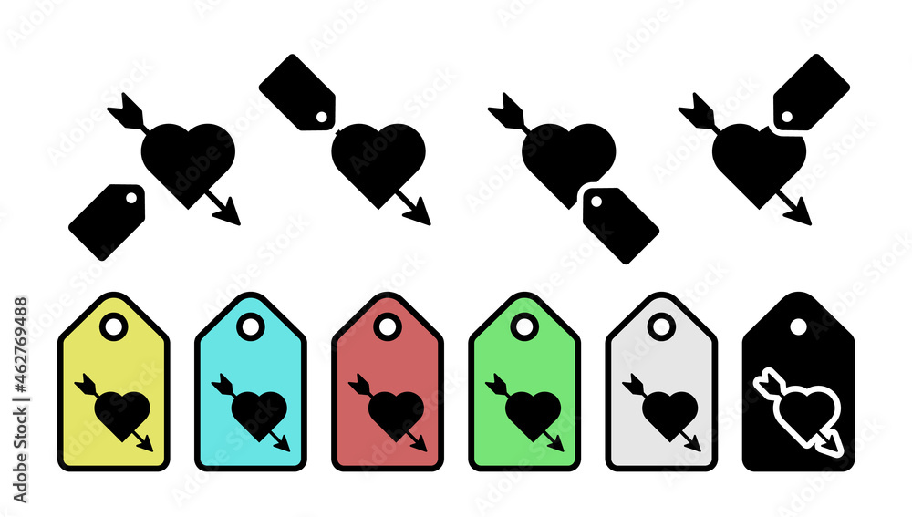 Poster heart flat vector icon in tag set illustration for ui and ux, website or mobile application