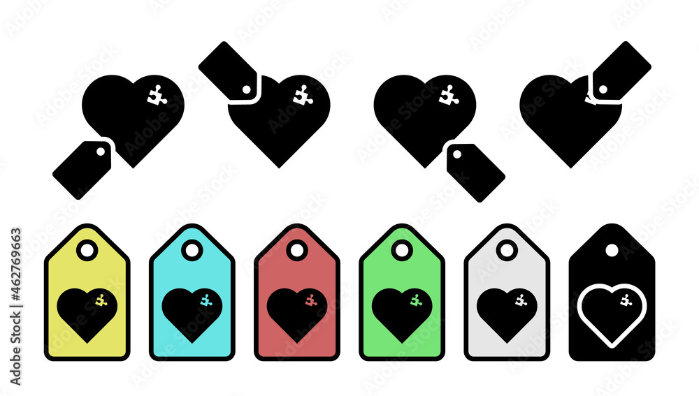 Poster heart flat vector icon in tag set illustration for ui and ux, website or mobile application
