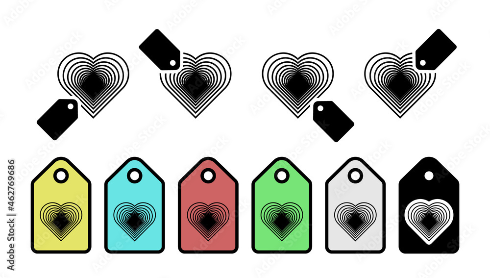 Aufkleber heart outline vector icon in tag set illustration for ui and ux, website or mobile application