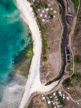 Indonesia, West Sumbawa, Maluk beach, Aerial view of Super Suck surf point