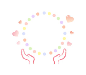 思いやり差し出す手のフレーム　福祉と介護のイラスト