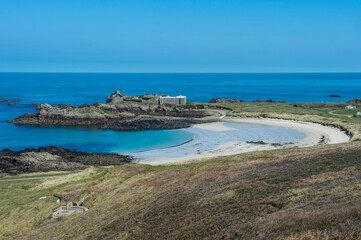 United Kingdom, Channel Islands, Alderney, Chateau l'Etoc and Saye beach