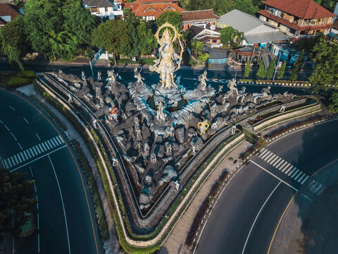 Indonesia, Bali, Sanur, Aerial view of Patung Titi Banda statue