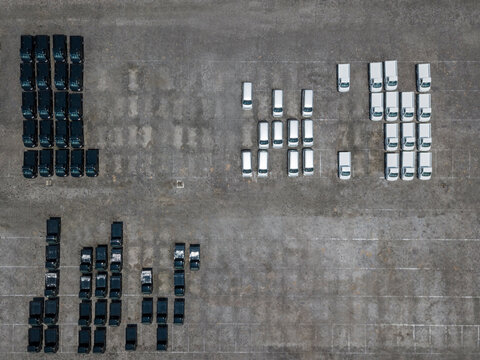 Indonesia, Bali, Aerial view of car park