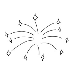 fireworks hand drawn doodle. vector, minimalism, monochrome. icon, sticker. celebration, new year, independence day, birthday.