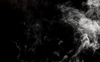 White fog or smoke collection on black background