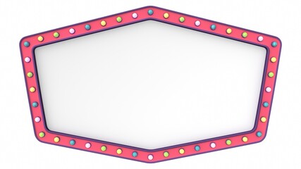 Pastel light board sign retro on white background. 3d rendering