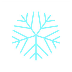 Snowflake vector line icon. Sign of blue snowflake for xmas symbol, new year decoration, Christmas web banner. Linear ice or snow emblem. Festive Winter season logotype. Minimalist illustration.