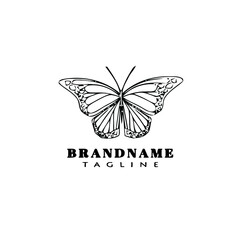 butterfly logo cartoon icon design beautiful black isolated vector illustration