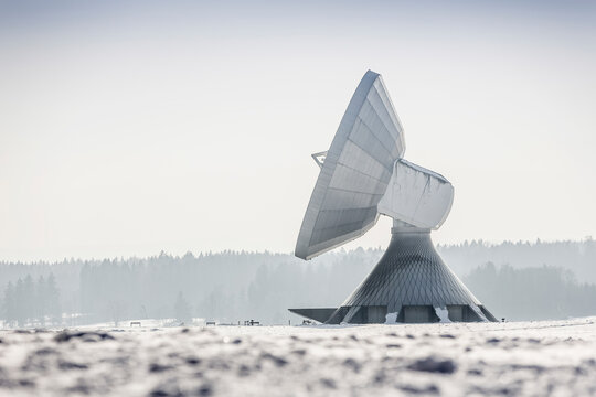 Ground station Raisting in winter, Bavaria, Germany