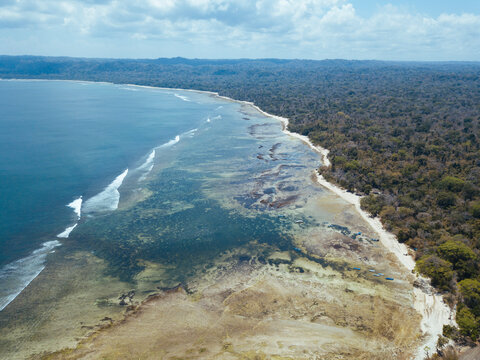 Indonesia, Aerial view of coastline of Java island