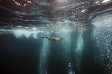 Woman underwater, Gili Meno, Gili islands, Bali, Indonesia