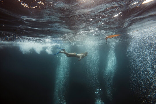 Woman underwater, Gili Meno, Gili islands, Bali, Indonesia