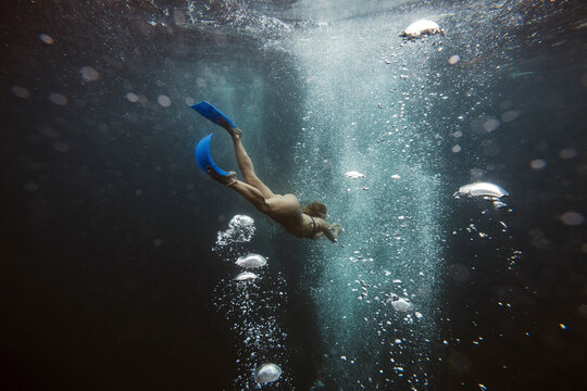 Woman underwater, Gili Meno, Gili islands, Bali, Indonesia