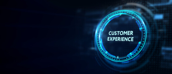 CUSTOMER EXPERIENCE inscription, social networking concept. Business, Technology, Internet and network concept.3d illustration
