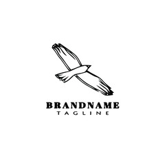 bird logo cartoon icon retro template black isolated vector illustration