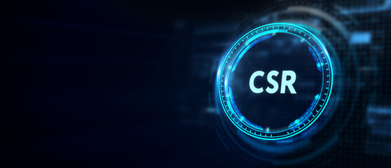 CSR abbreviation, modern technology concept. Business, Technology, Internet and network concept.3d illustration