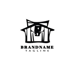 simple cabana beach logo cartoon icon design template black isolated vector illustration