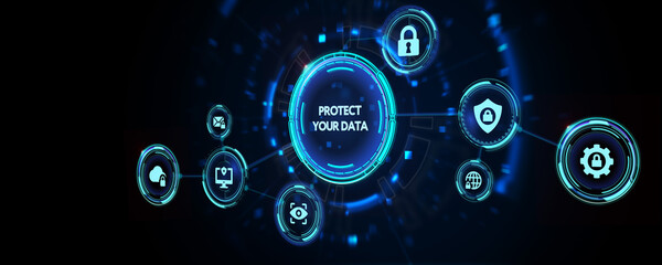Cyber security data protection business technology privacy concept. Protect your data. 3d illustration