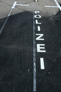 Police parking lot road markings