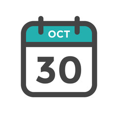 October 30 Calendar Day or Calender Date for Deadlines or Appointment