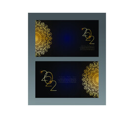 Happy new year banner or card template with luxury mandala