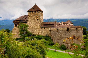 Fototapeta na wymiar Medieval castle view in Vaduz. Principality of Liechtenstein
