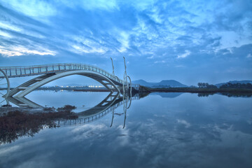 The background of the sky full of clouds of misaeng-ui dali(bicycle bridge)