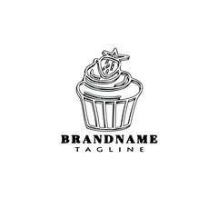 cake logo cartoon design template icon black isolated vector