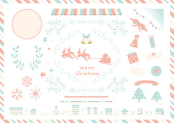 可愛らしい配色のクリスマス　イラスト　素材集