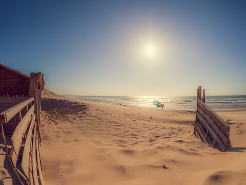 France, Contis Plage, sandy beach in sunshine