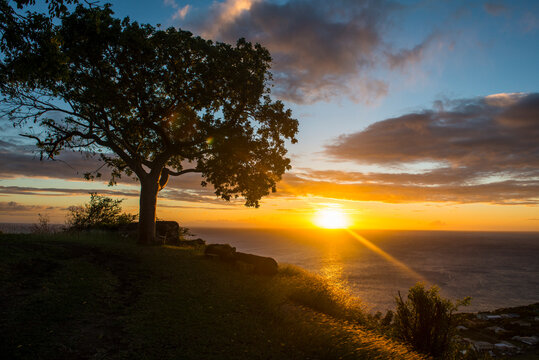Sunset over Brimstone hill fortress, St. Kitts and Nevis, Caribbean